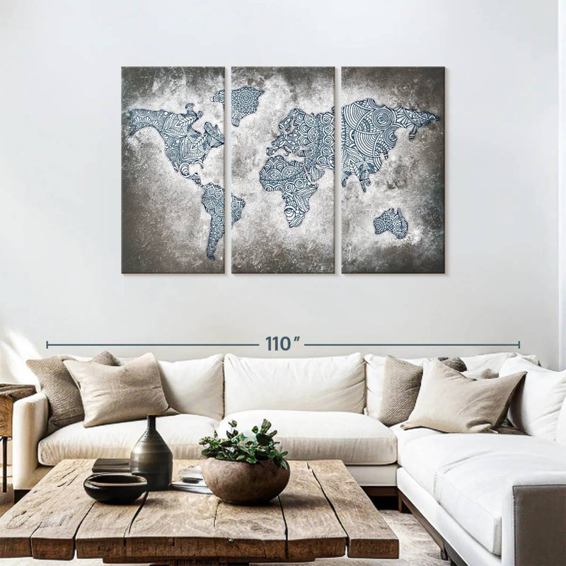 Carte du monde Aliaz, H 48 po x l 74 po