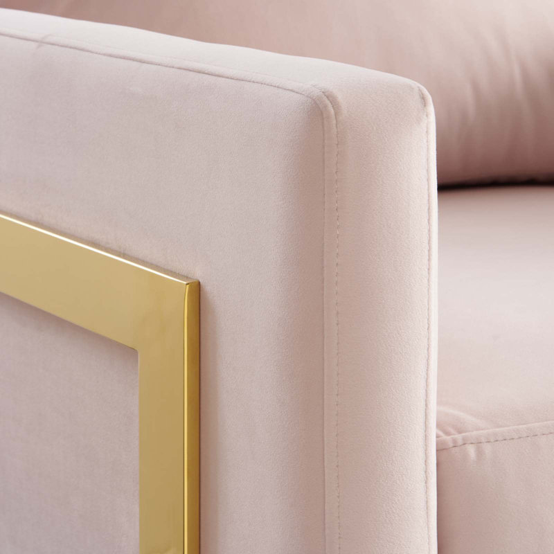 Fauteuil d'appoint en tissu Posse, Polyester rose, Or
