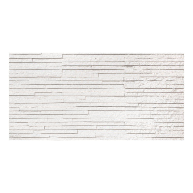 11.4" x 22.8" Natural Clay Quartizite Panel Flexible Stone Slate Wall Tile, White