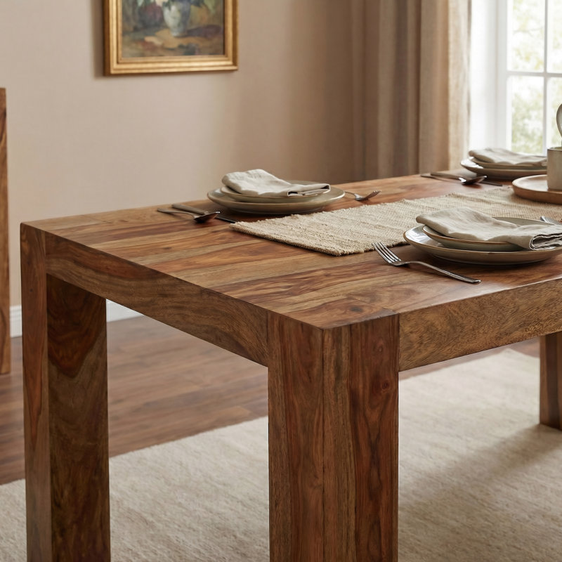 Haleh Solid Wood Dining Table, Brown
