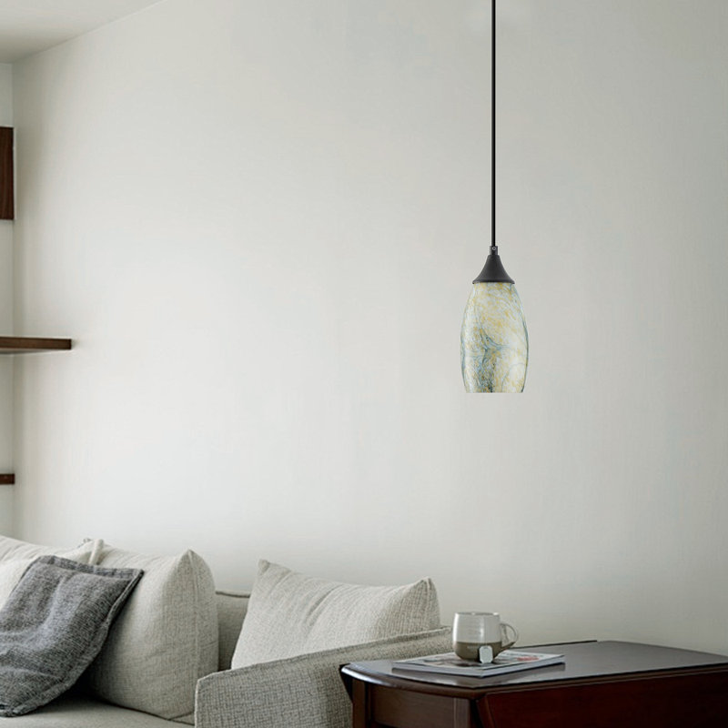 Luminaire suspendu 1 lumière en fer noir mat à intensité variable, Vert