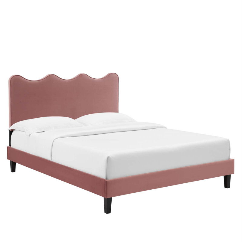 Modway Current Performance Velvet Platform Bed, Twin, Dusty Rose