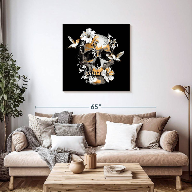 Crâne floral Kerner, H 36 po x l 36 po
