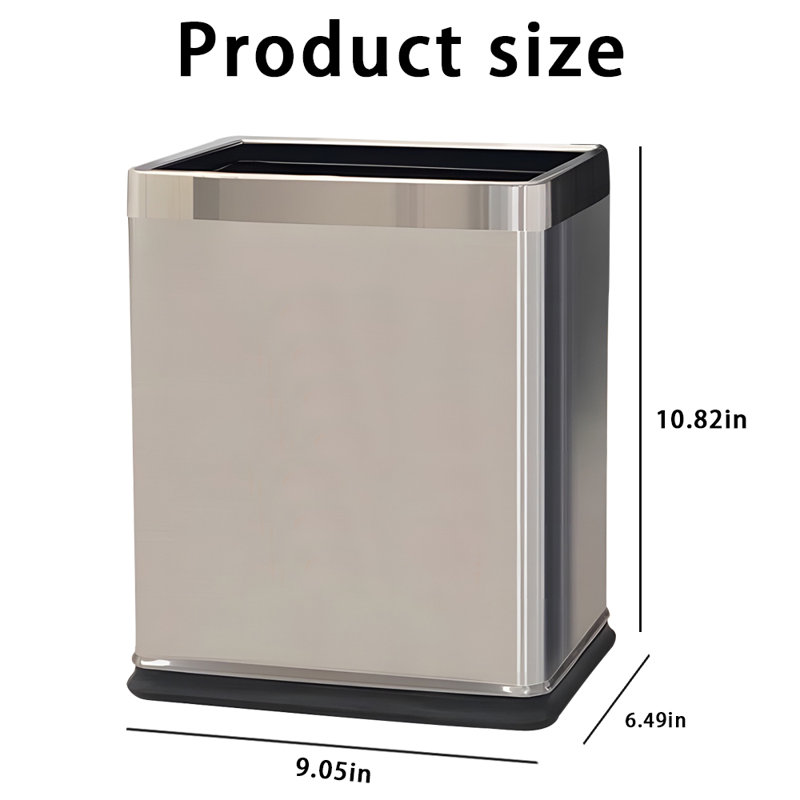 Poubelle ouverte en acier inoxydable 2,19 gallons