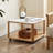 Modern Minimalist Oak Square Sintered Stone Mobile Side Table