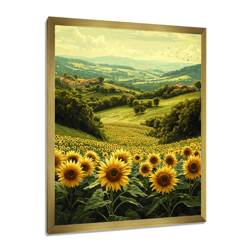 Dontasia - Floral Wall Decor, 20" H x 12" W, Single Picture Framed Print, Gold