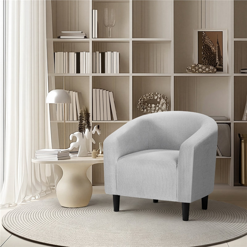 Fauteuil club rembourré en tissu, Gris clair