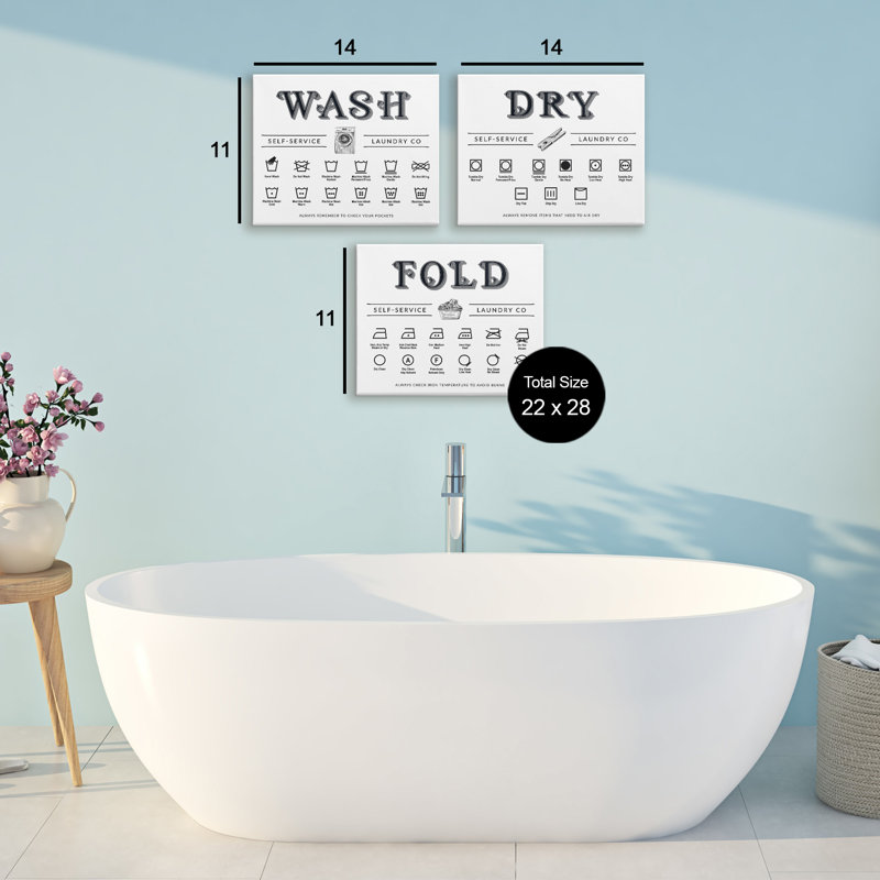 Ensemble de toiles 3 pièces Wash Wash Fold, H 11 po x l 42 po