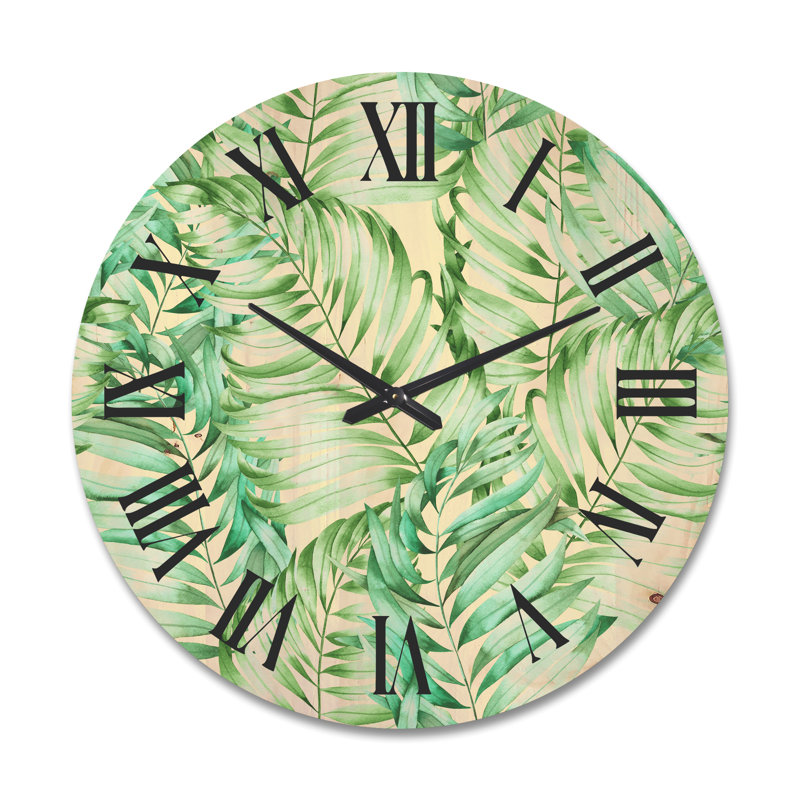 Horloge murale feuilles tropicales de Monstera, Très grand