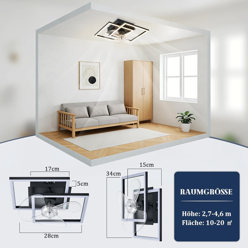 37cm Ceiling Fan with LED Lights