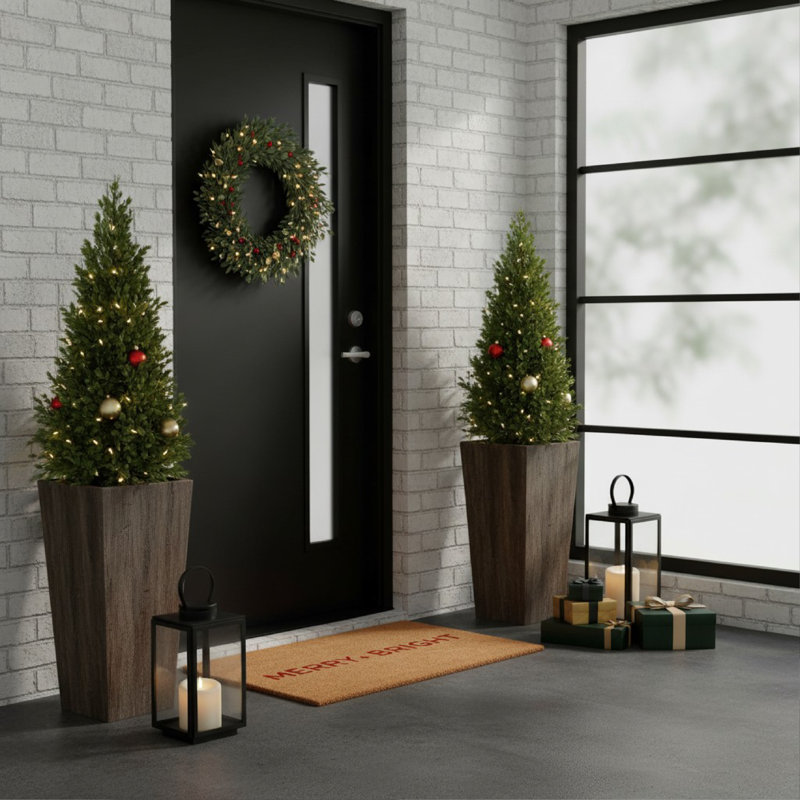 Paillasson rouge ultra moderne Merry & Bright 24 po x 36 po, Rouge, L 24 po x L 36 po