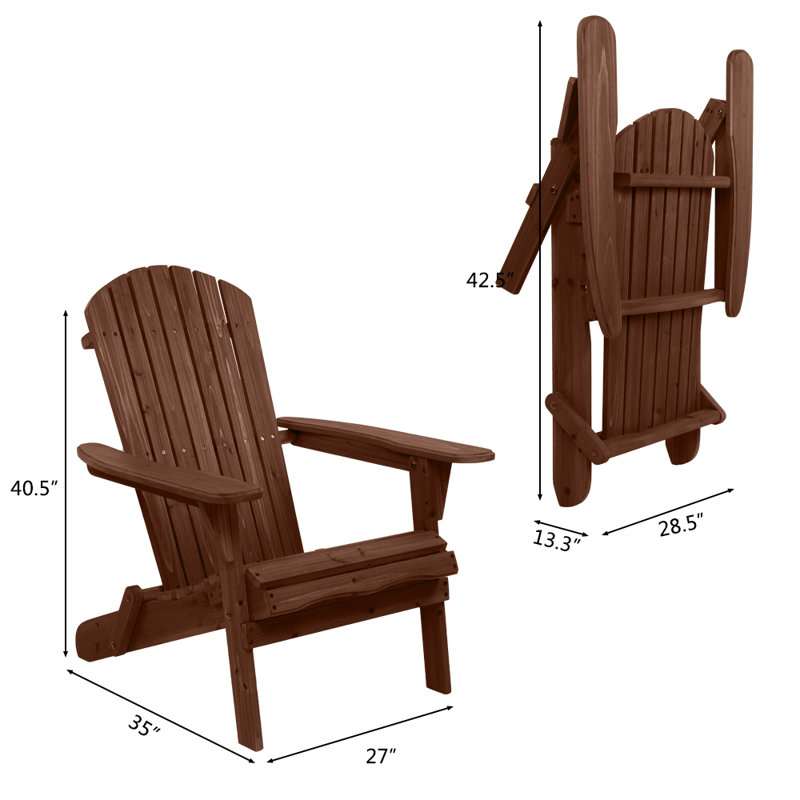 Sharene Fir Foldable Outdoor Adirondack Set, Carbonized