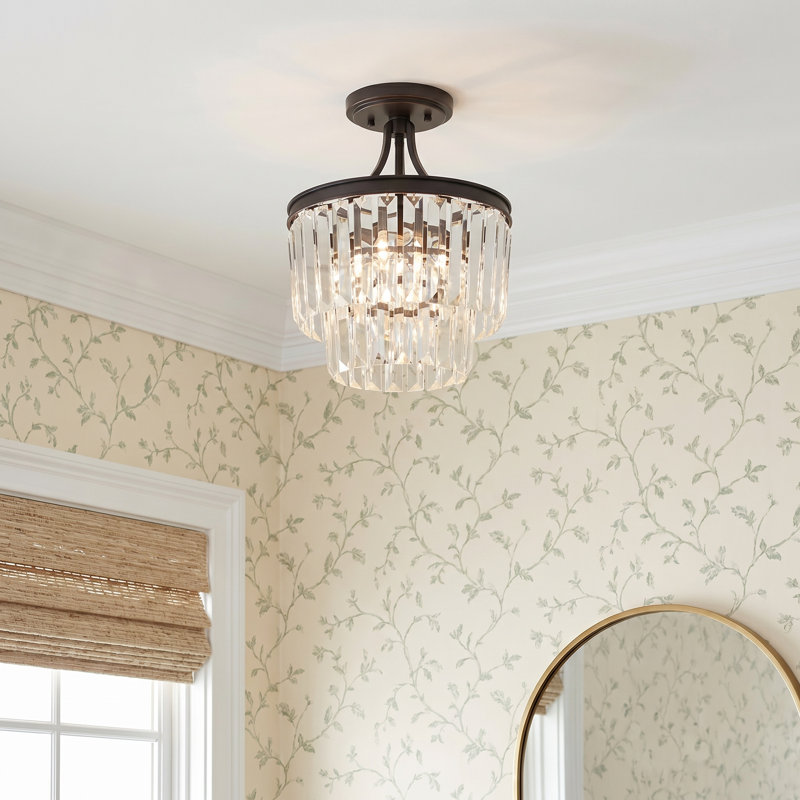 Galene Glass Semi Flush Mount, Antique Bronze
