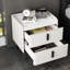 Table de chevet avec 2 tiroirs, table de chevet avec plateau en marbre, table d'appoint moderne pour la chambre à coucher, table de bout pour le salon, blanc-1073975896