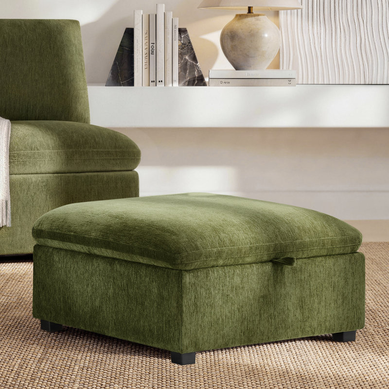 Repose-pieds avec rangement et compartiment caché - Repose-pieds rembourré doux, Vert
