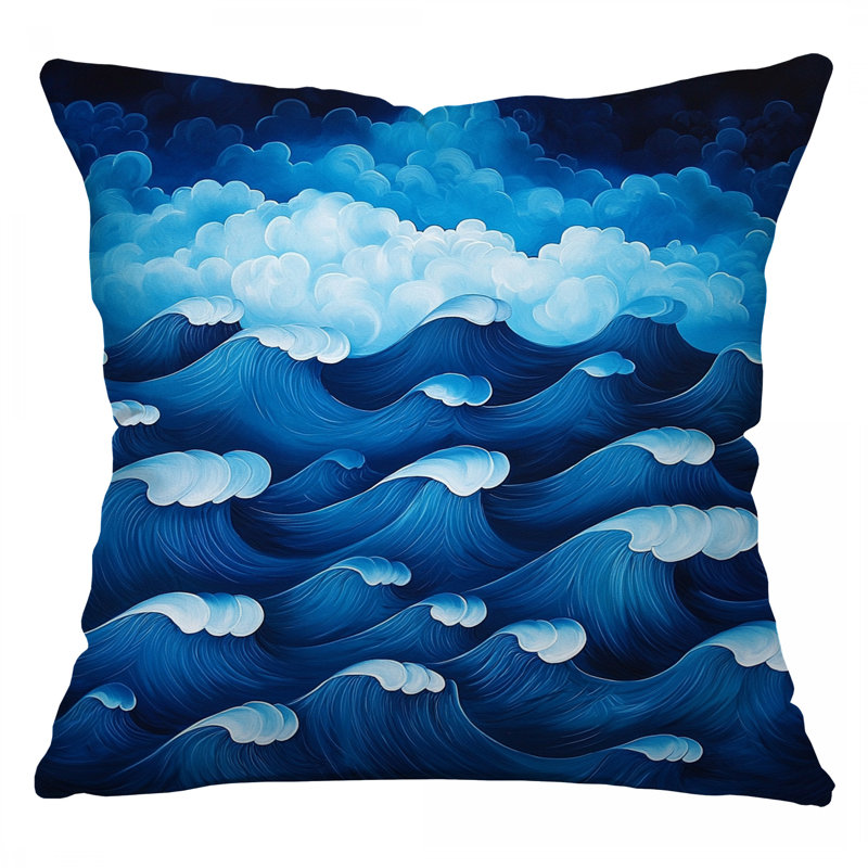 Ocean Waves Throw Pillow, Nature Twill Pillows, Square 20"