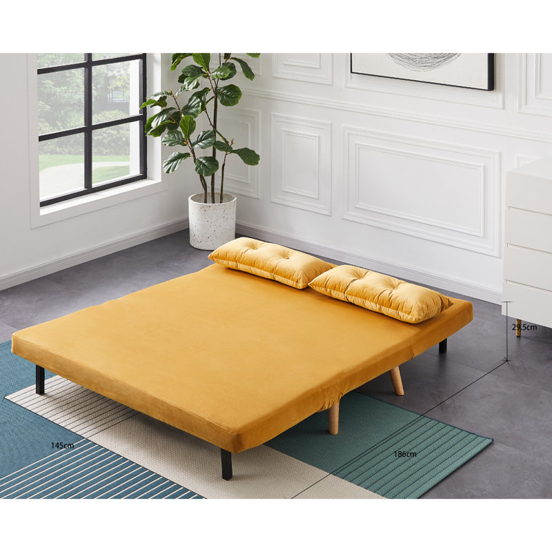Wallen 2 Seater Velvet Sleeper, Mustard