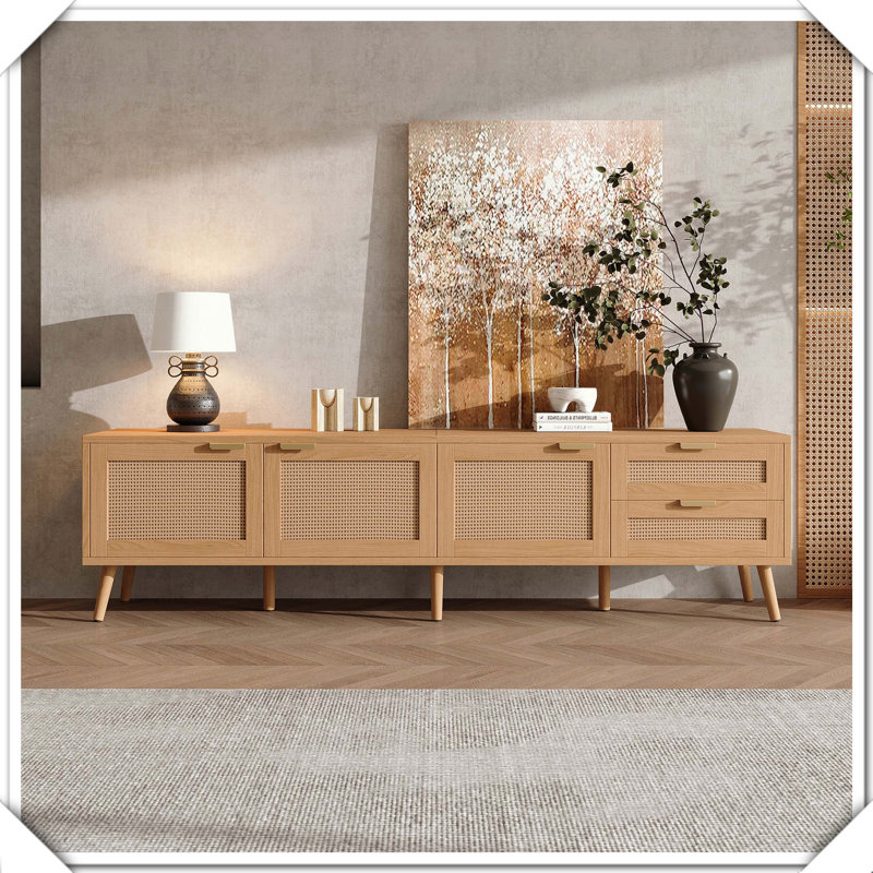 Meuble télé avec 2 tiroirs Modern Rattan Doors