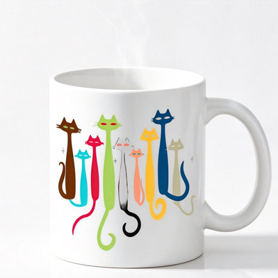1pc Mug Suitable for Home & Office - Slender Cat-Themed Kitten Cup with Kitten Design, Suitable for Hot/ Beverages.