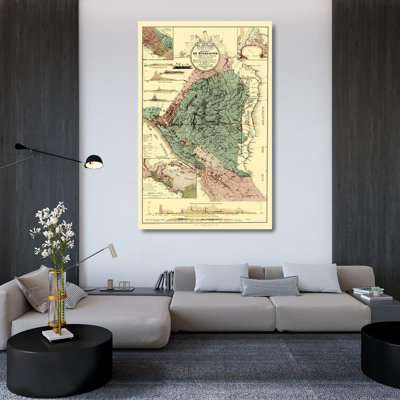 Trent Austin Design® Dupuy Gallery Wrapped Canvas Art Titled: Central America Nicaragua Canal Topographic ITNI0005