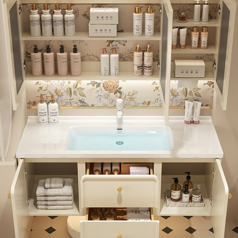 Modern simple bathroom cabinet, Beige