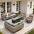 Daltry 11 Piece Outdoor Wicker Conversation Sets With Fire Pit Table and Coffee Table With built-in lights-71144903