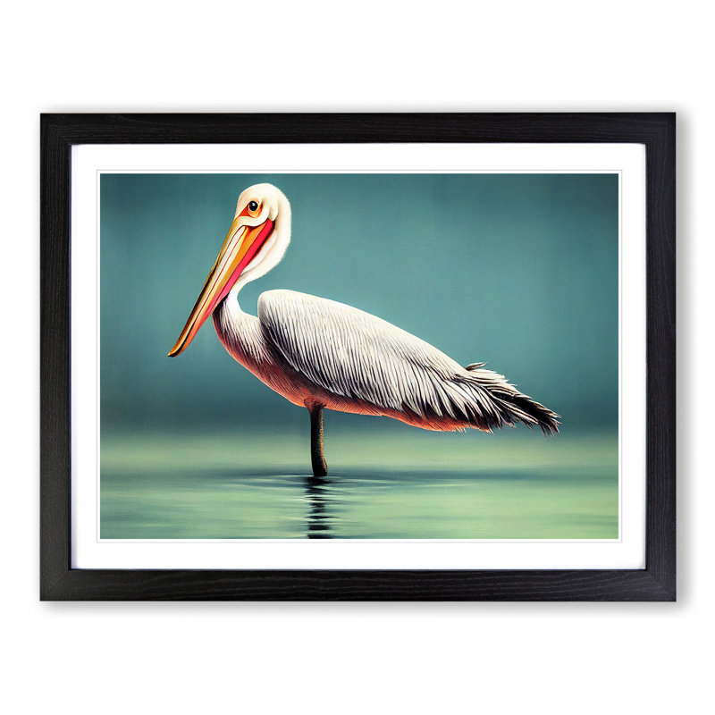 XH1022-6868X Pelican Portrait - Single Picture Frame Print, Black, 25cm H x 34cm W x 2cm D