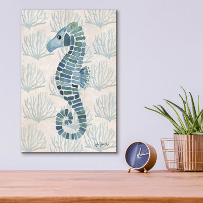  «Hippocampe et corail» par Katie Doucette, art mural en verre acrylique, 12 po x 16 po