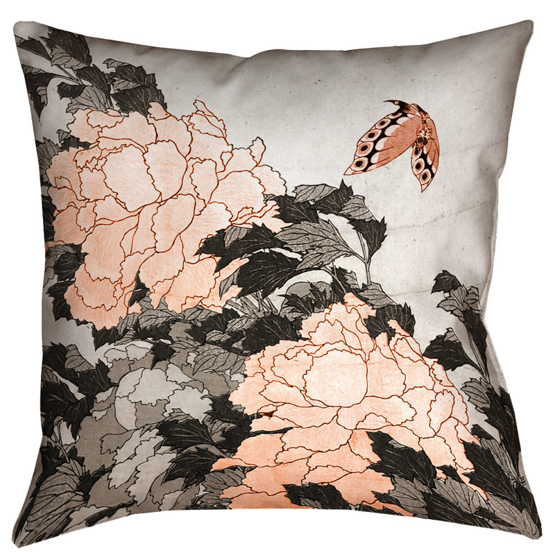 Coussin Katsushika Hokusai, 36 po x 36 po, Orange