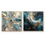 Encre liquide bleue et dorée - ensemble de 2 collages carrés abstraits marbrés-531858140-531858143
