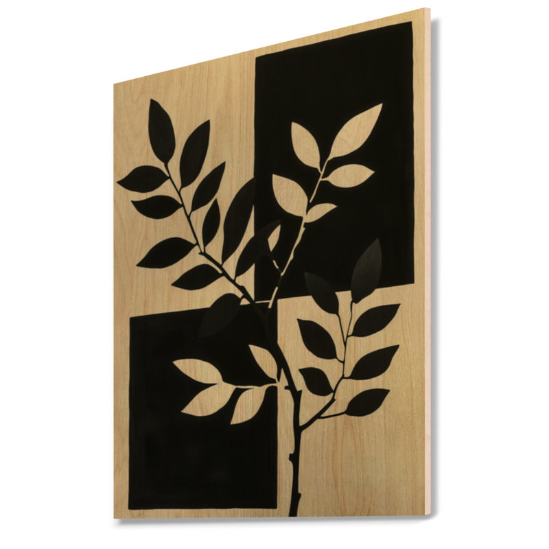 Silhouettes de feuillage modernes - Décoration murale en bois de feuilles, 24" H x 18" W