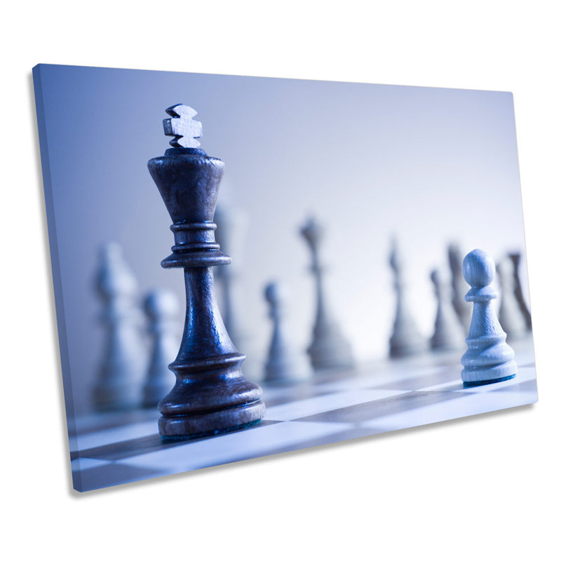 Chess Pieces Board - Wrapped Canvas Print, 61cm H x 91.4cm W x 4cm D