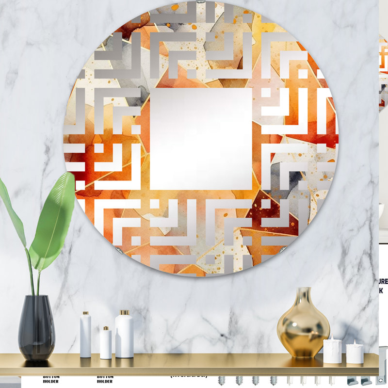 Vibrant Hues Of Scandinavia Artwork VI - Miroir décoratif Maze | Rond, 31,4 po x 31,4 po