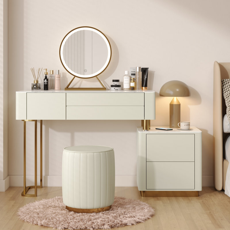 Hokku Designs Edorta Vanity Desk with Mirror & Lights