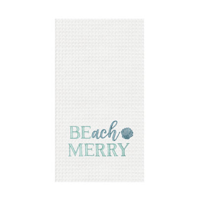 Beach Merry Coastal Embroidered Christmas Towel