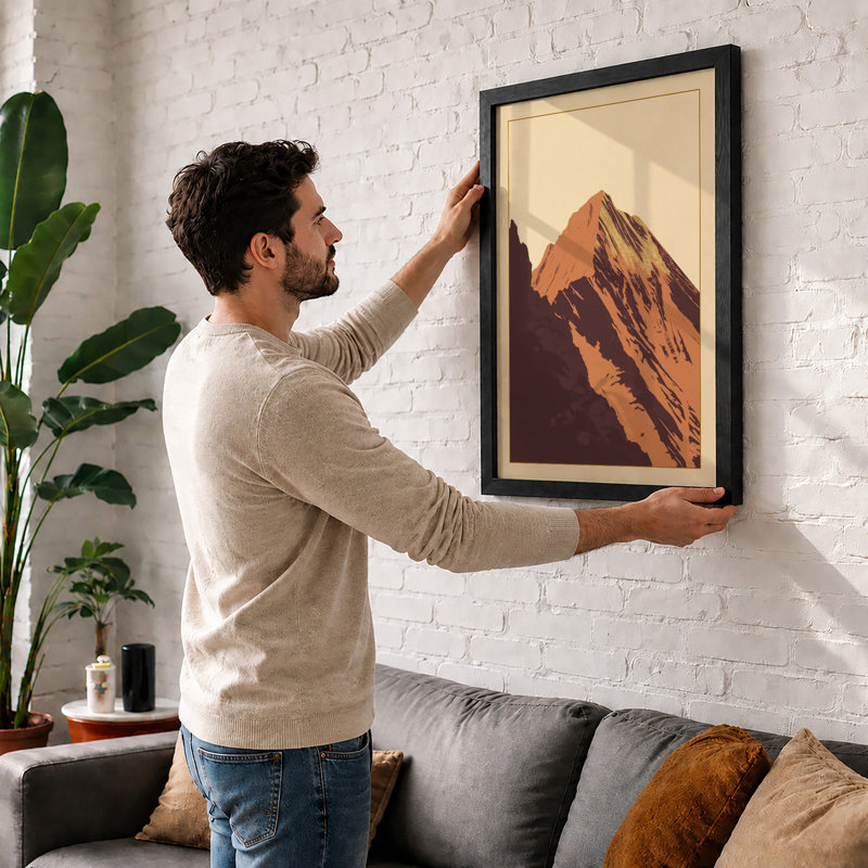 Mountain Peak At Dawn Geometric - Print, Oak, A4 - 29.7 x 21.0 cm