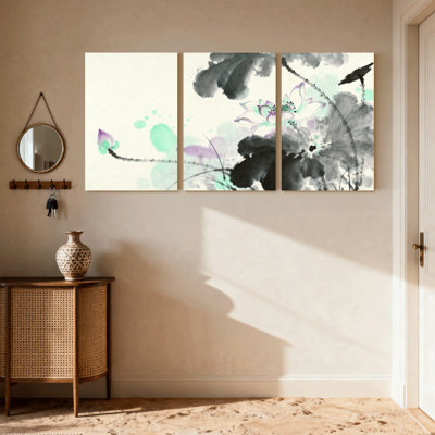 Plantes et fleurs, ensemble de 3 reproductions d'art sur toile