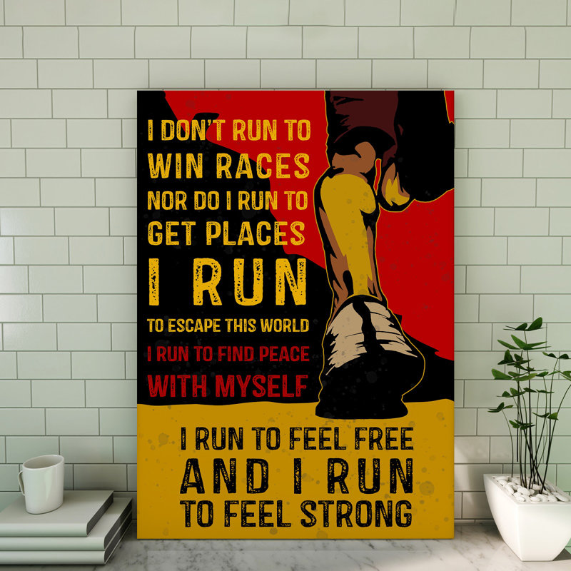 «I Run To Feel Free», toile tendue avec châssis, H 20 po x l 16 po x P 2 po