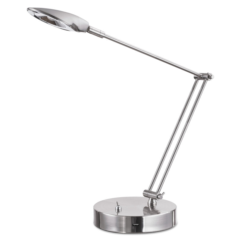 Adjustable Brushed Nickel LED Task Lamp with USB Port
