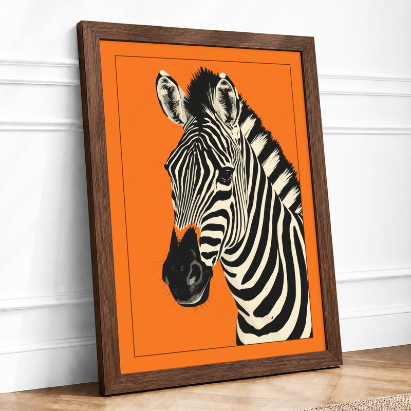Zebra in Profile Graphic - Framed Print, Walnut, A1 - 84.1 x 59.4 cm