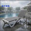 Ensemble de 2 chaises longues de patio avec table, en tissu double couche, pour piscine extérieure.-254377331