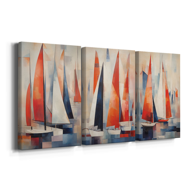 Série Sea and Shore C - Ensemble de 3 toiles tendues avec châssis - Prêt à être accroché, H 60 po x l 40 po