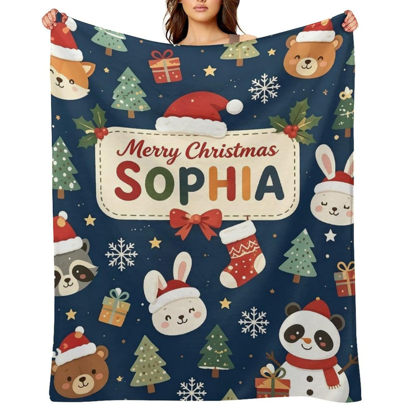 Nom personnalisé de couverture de Noël, jeté de Noël, 50 x 60 po