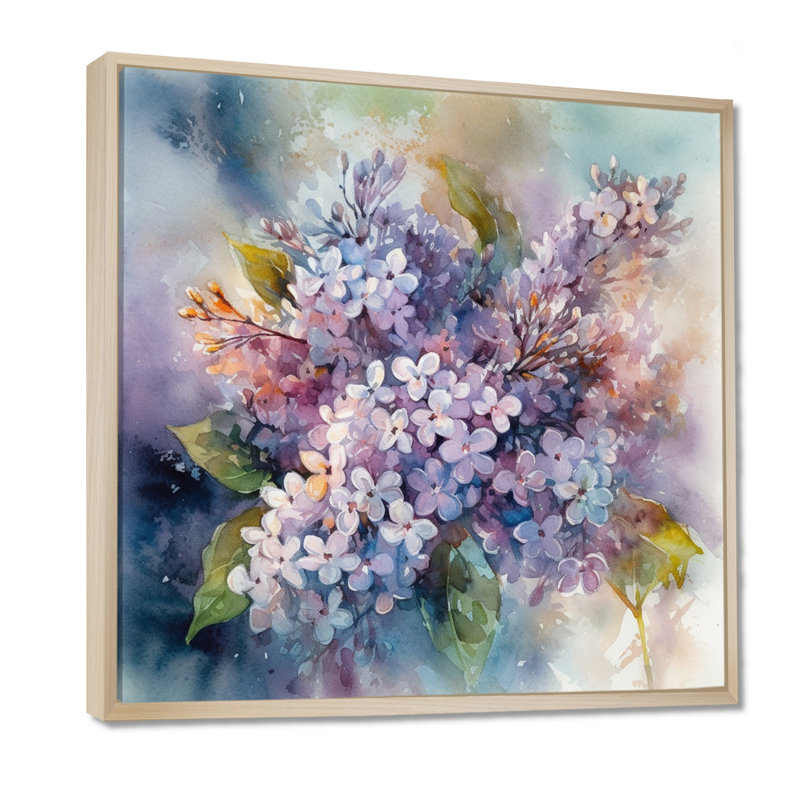 Mauve, vert, beaux lilas IV - impression, H 16 po x l 16 po, Cadre flottant en érable