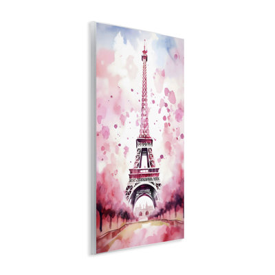Plaque murale Blush Watercolor Eiffel Tower, design par Creative Studio