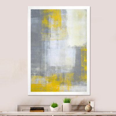Grey Meets Yellow Abstract Art VII - Painting on Canvas