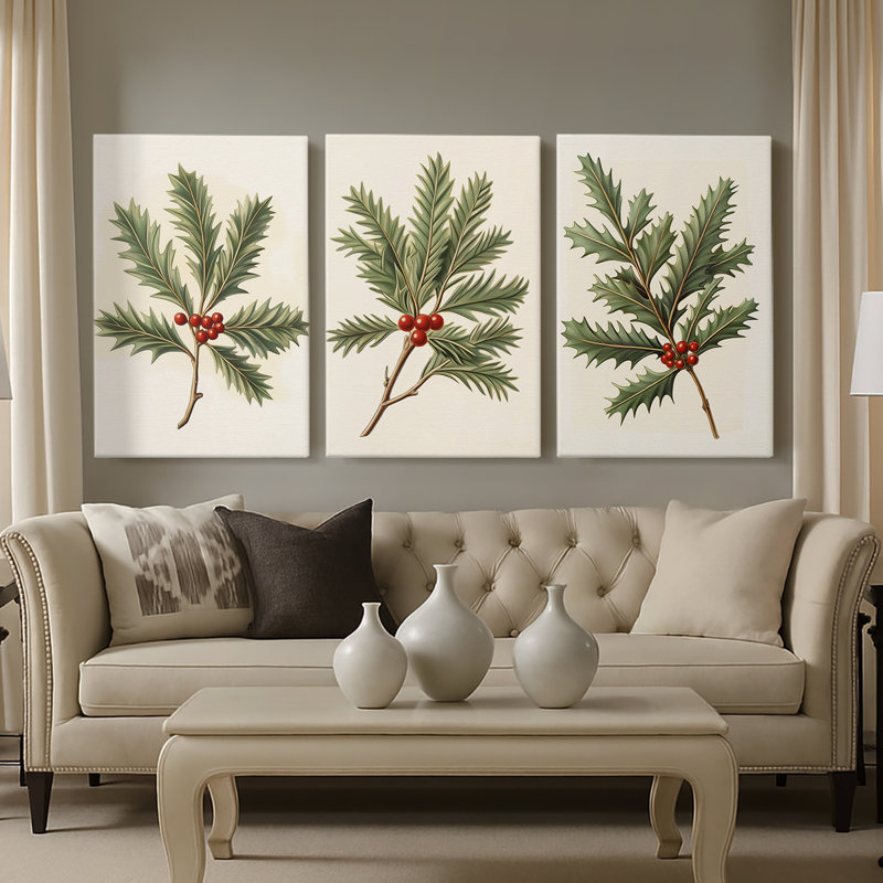 Art des Fêtes de Noël - Série 2 - CCLXII - Toile tendue sur mesure avec châssis - 3 pièces, H 36 po x l 72 po