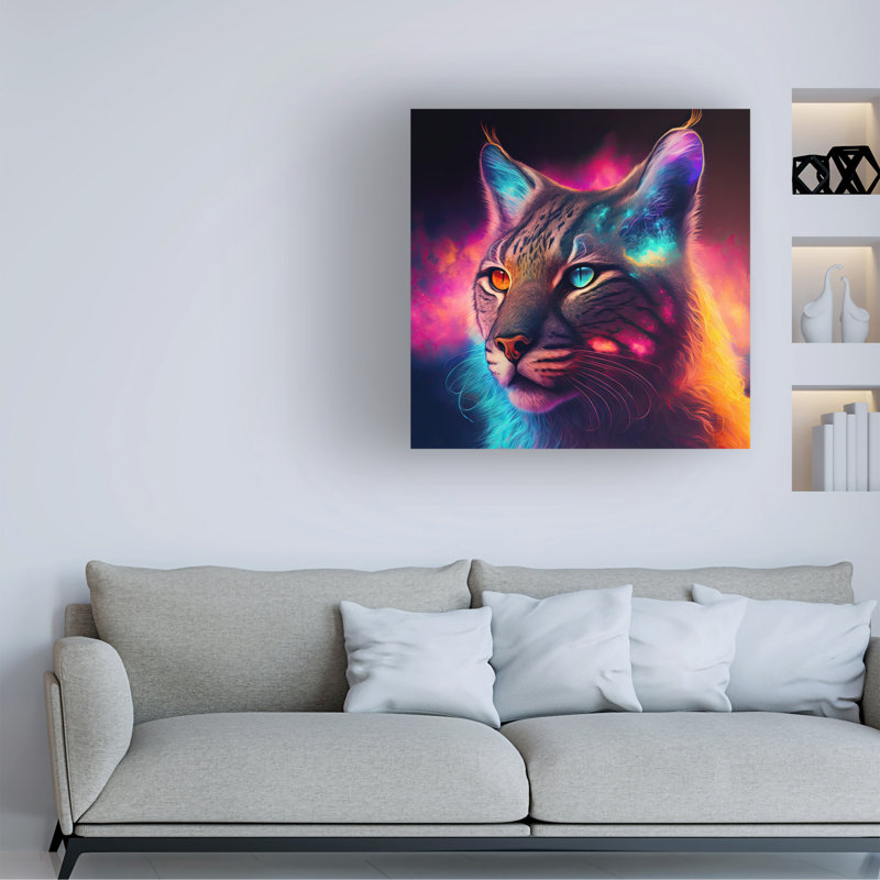 Art mural sur toile tendue - «Bobcat 3», art mural Wumples pour le salon, la chambre à coucher ou le bureau - 24 x 24