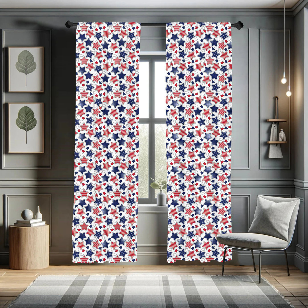 4Th of July Semi-Sheer Rod Pocket Curtain Panels (Set of 2) East Urban Home Size per 