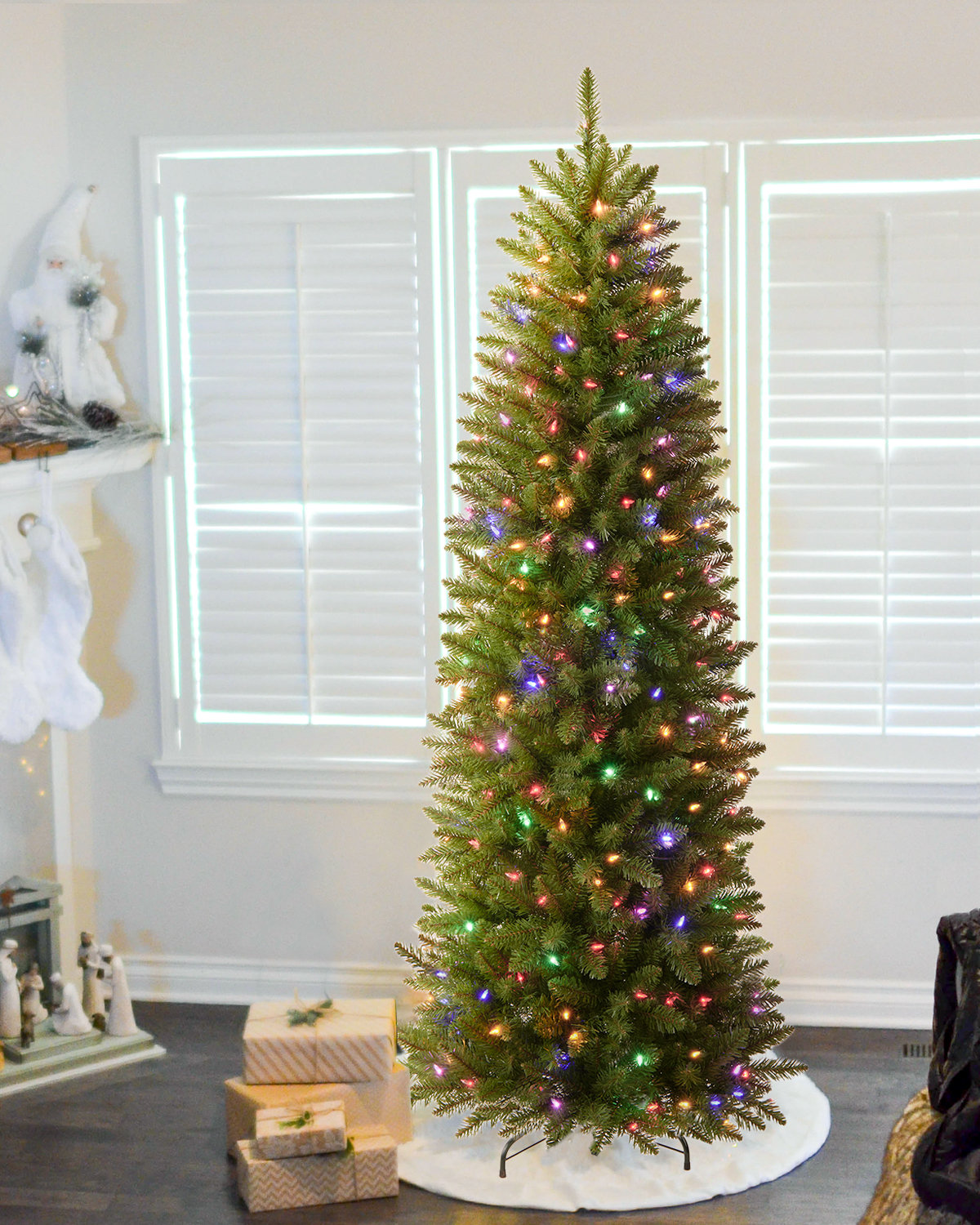 Lighted Artificial Christmas Tree, 6.5', Multicolored/Clear/White